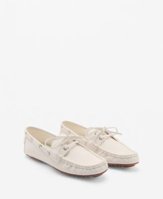 Женские кожаные лоферы Mango Women's Laces Leather Boat Shoes
