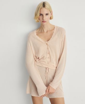 Mango Women's Openwork Detail Pajama Cardigan
