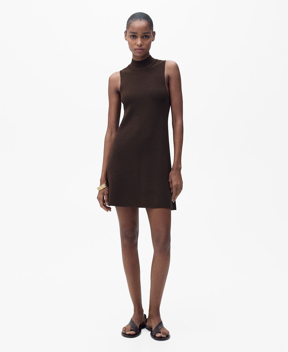 Mango Women's Perkins-Neck Knitted Dress