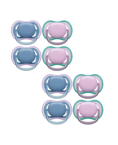 Пустышка Philips Avent Ultra Air, 6-18m, blue hush / lush lilac, 8 шт