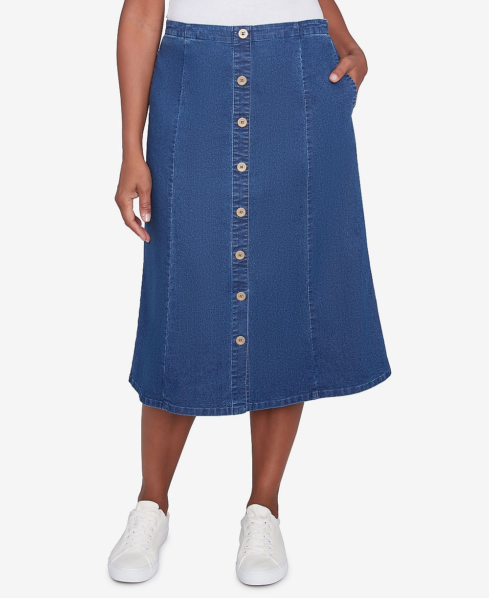 Alfred Dunner Petite Paneled джинсовые юбки в пол