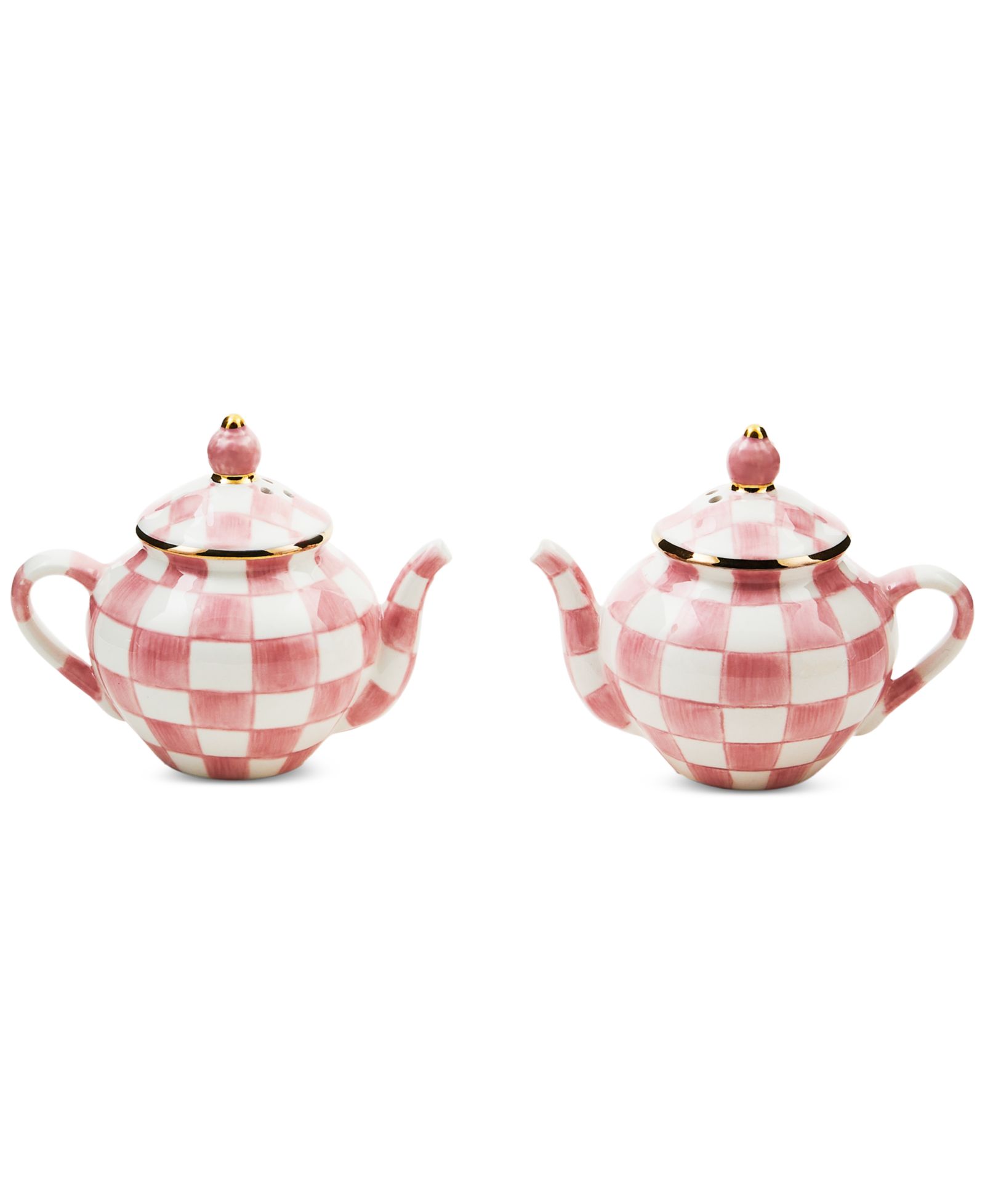Набор для соли и перца MacKenzie-Childs Rosy Check Teapot