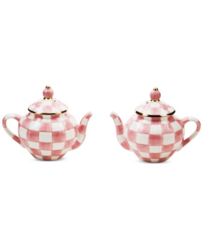 Набор для соли и перца MacKenzie-Childs Rosy Check Teapot