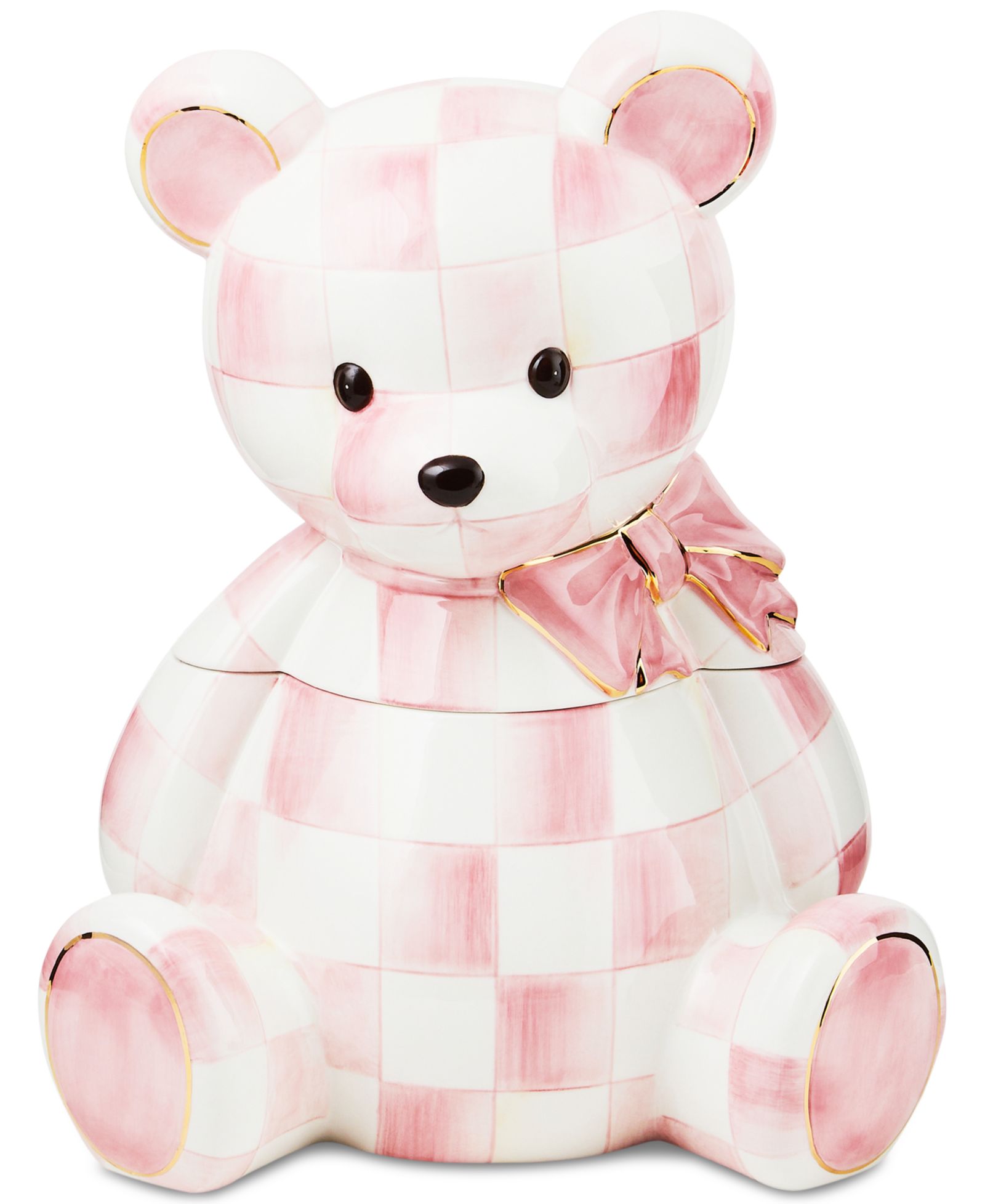 Mackenzie-Childs Rosy Check Bear Ceramic Cookie Jar