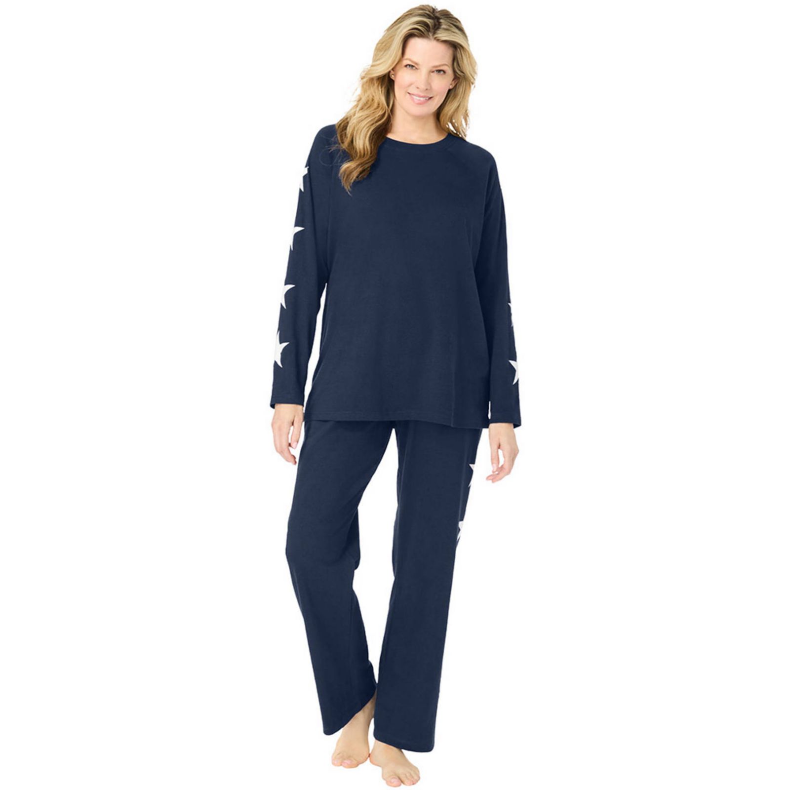 Dreams & Co. Plus Size Dreams and Co. Side Print Pajama Set