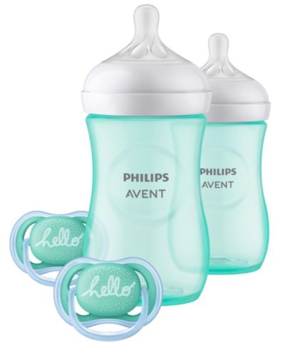 Детская бутылочка Philips Avent Natural с соской Natural Response, бирюзовая, подарочный набор