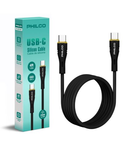 Philco FLC2608CB 20W Fast Charging Tangle-Free USB-C to USB-C Cable for USB-C Devices