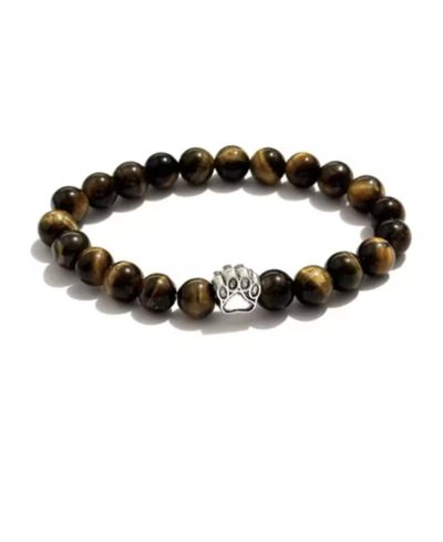 PawZee Tiger's Eye Paw Print Charm Bracelet
