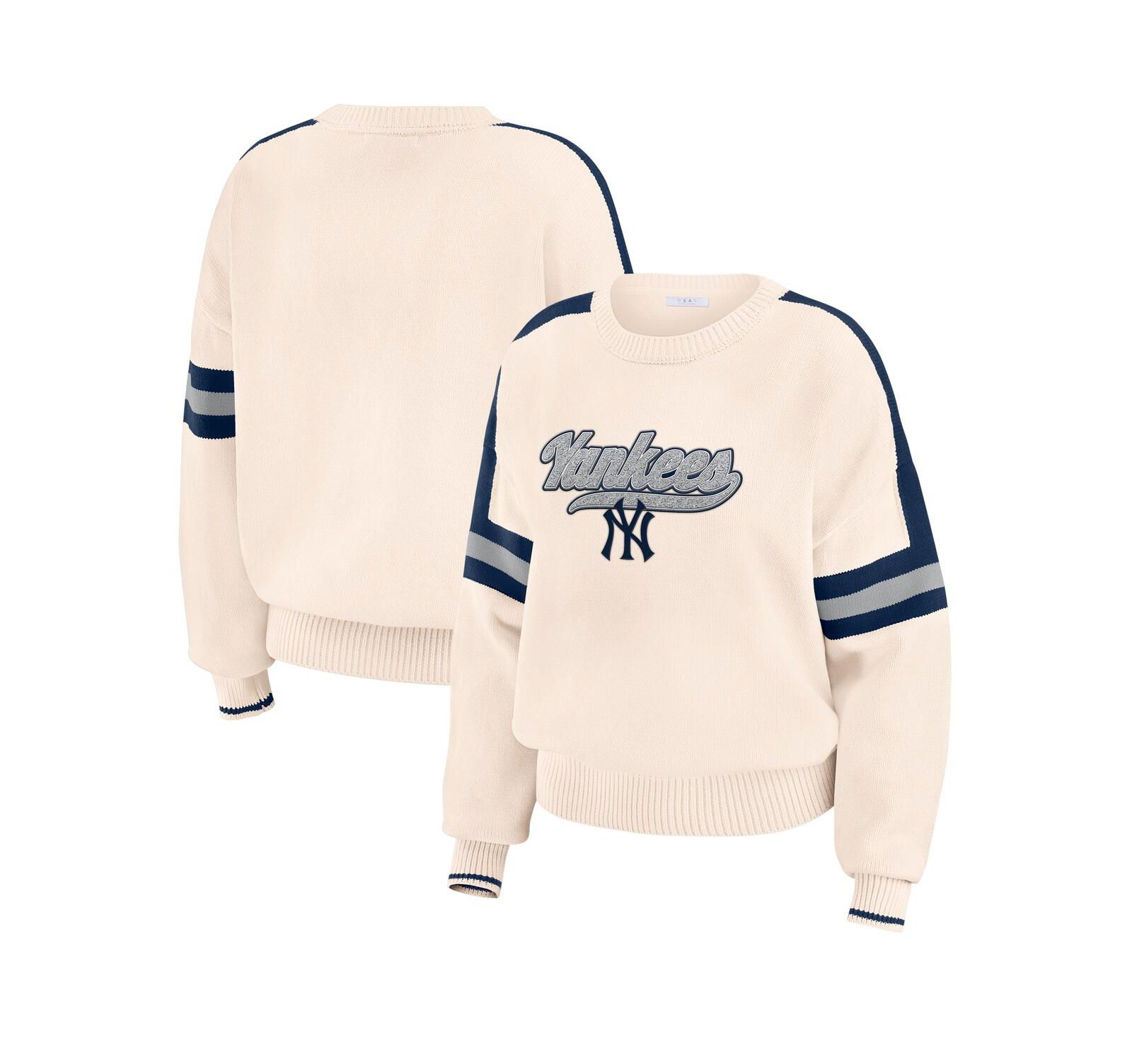 Женский свитер WEAR by Erin Andrews Cream New York Yankees Stripe Pullover