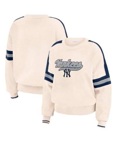 Женский свитер WEAR by Erin Andrews Cream New York Yankees Stripe Pullover