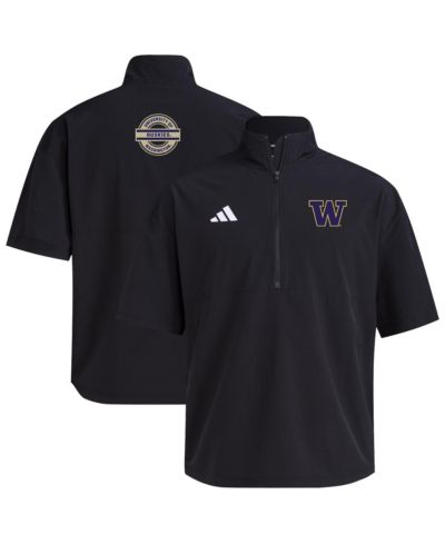 adidas Мужская тренировочная куртка с коротким рукавом и полумолнией Washington Huskies 2024