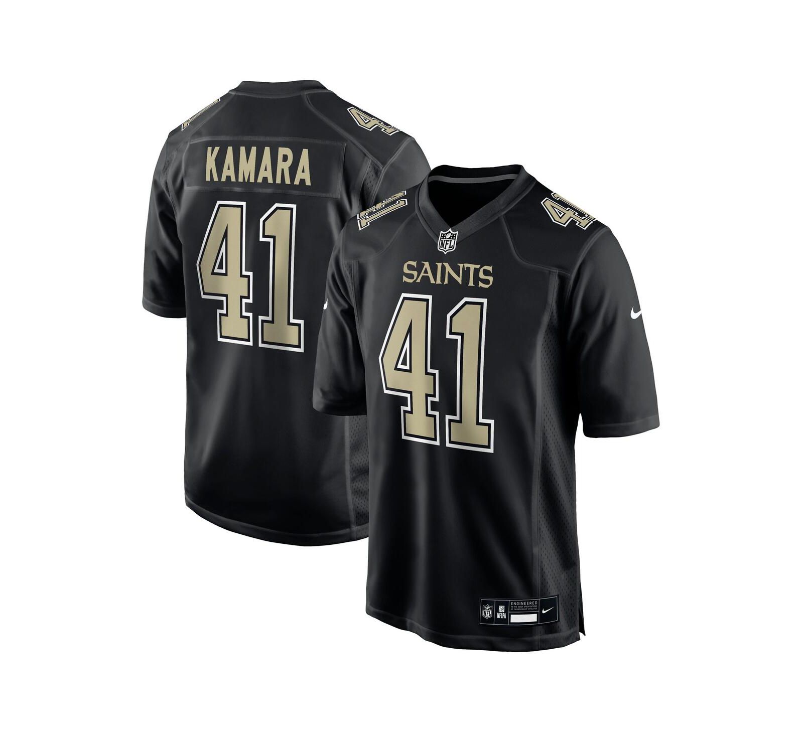 Модная игровая джерси Nike Men's Alvin Kamara Carbon Black New Orleans Saints