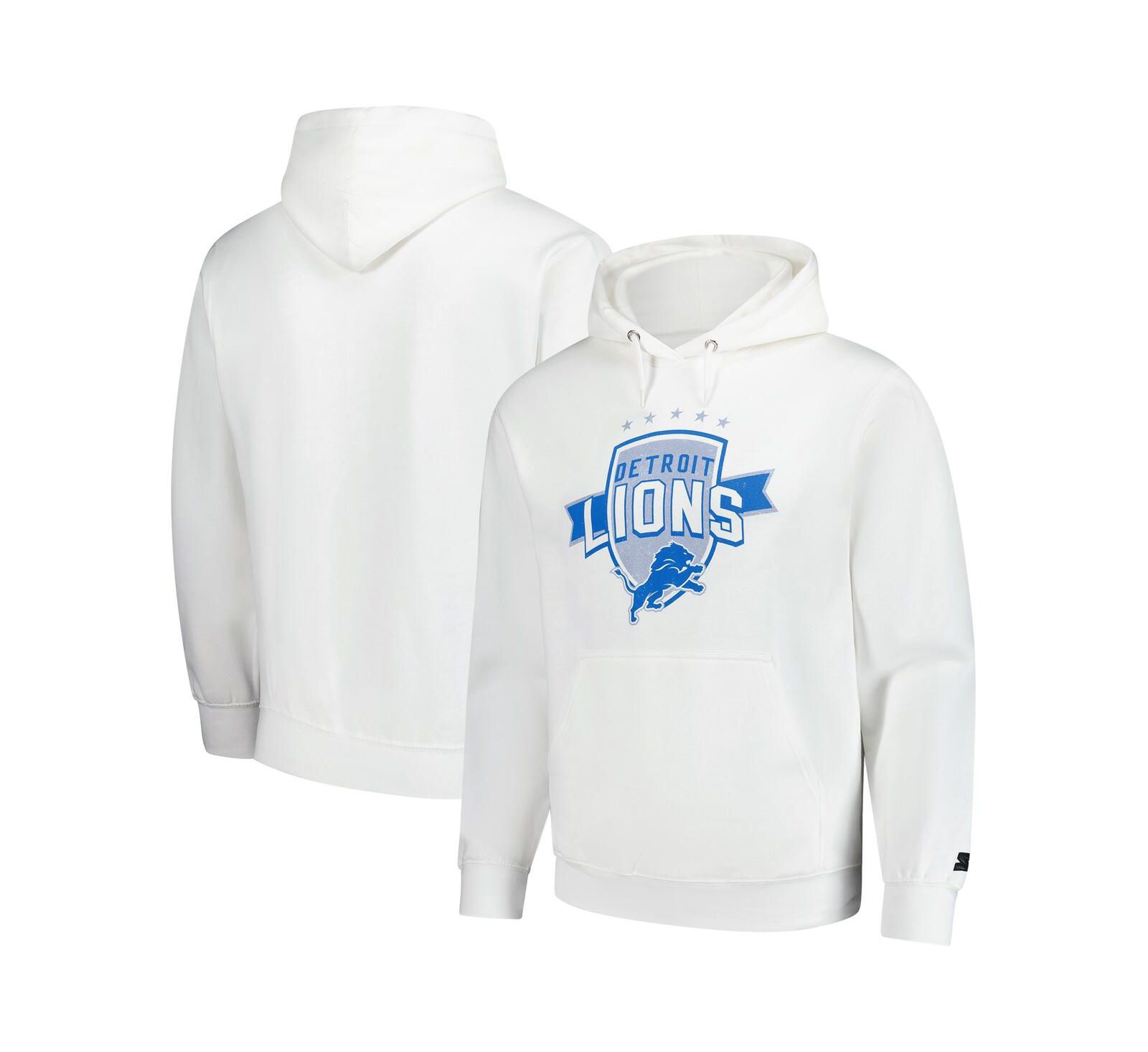 Starter Men's White Detroit Lions Vintage Pullover Hoodie