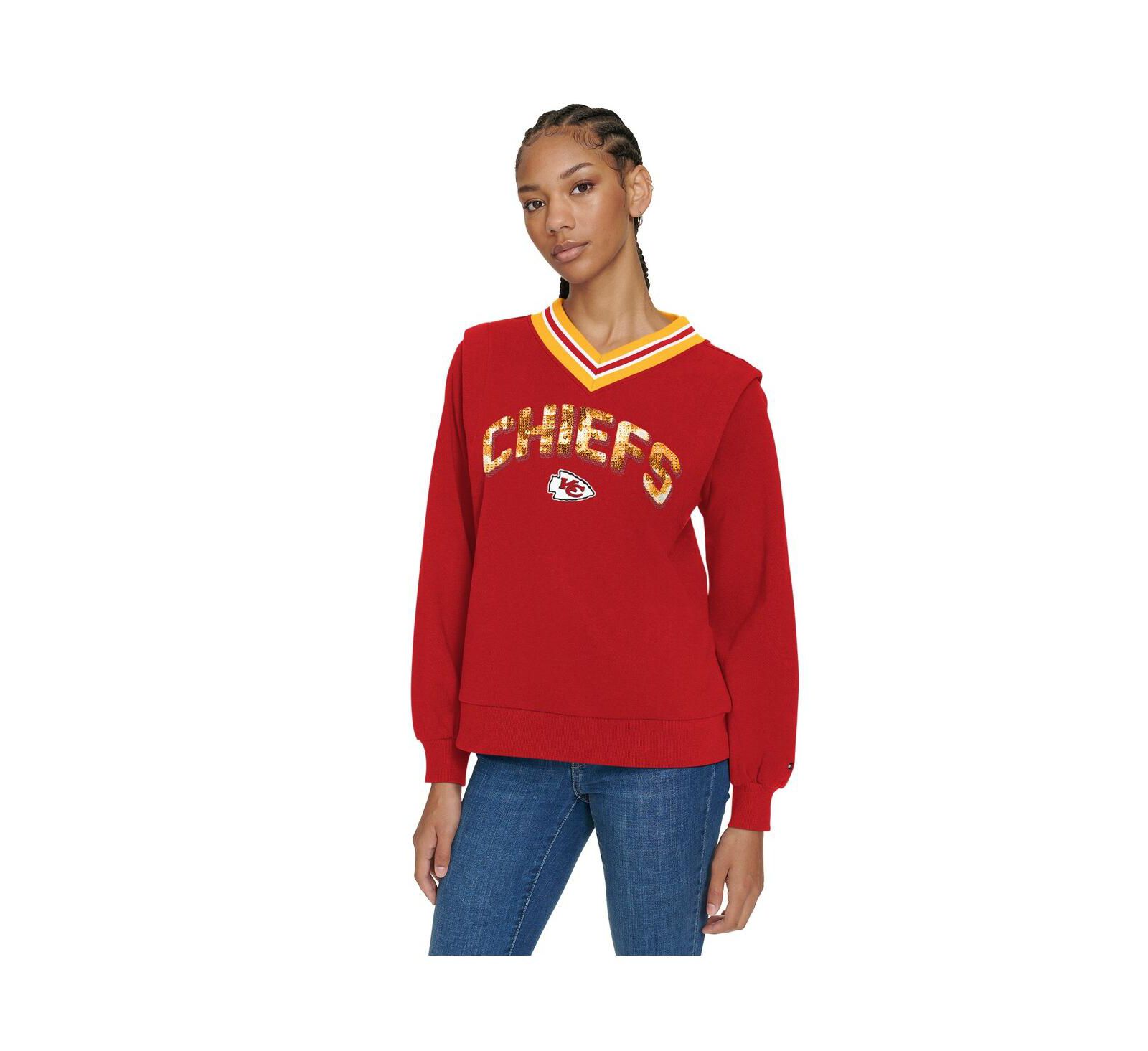 Женское худи Tommy Hilfiger Red Kansas City Chiefs Alice V-Neck