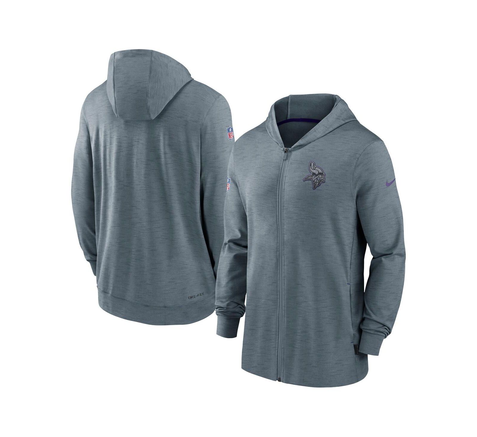 Nike Men's Gray Minnesota Vikings 2022/23 Sideline Pop Performance Full-Zip Hoodie