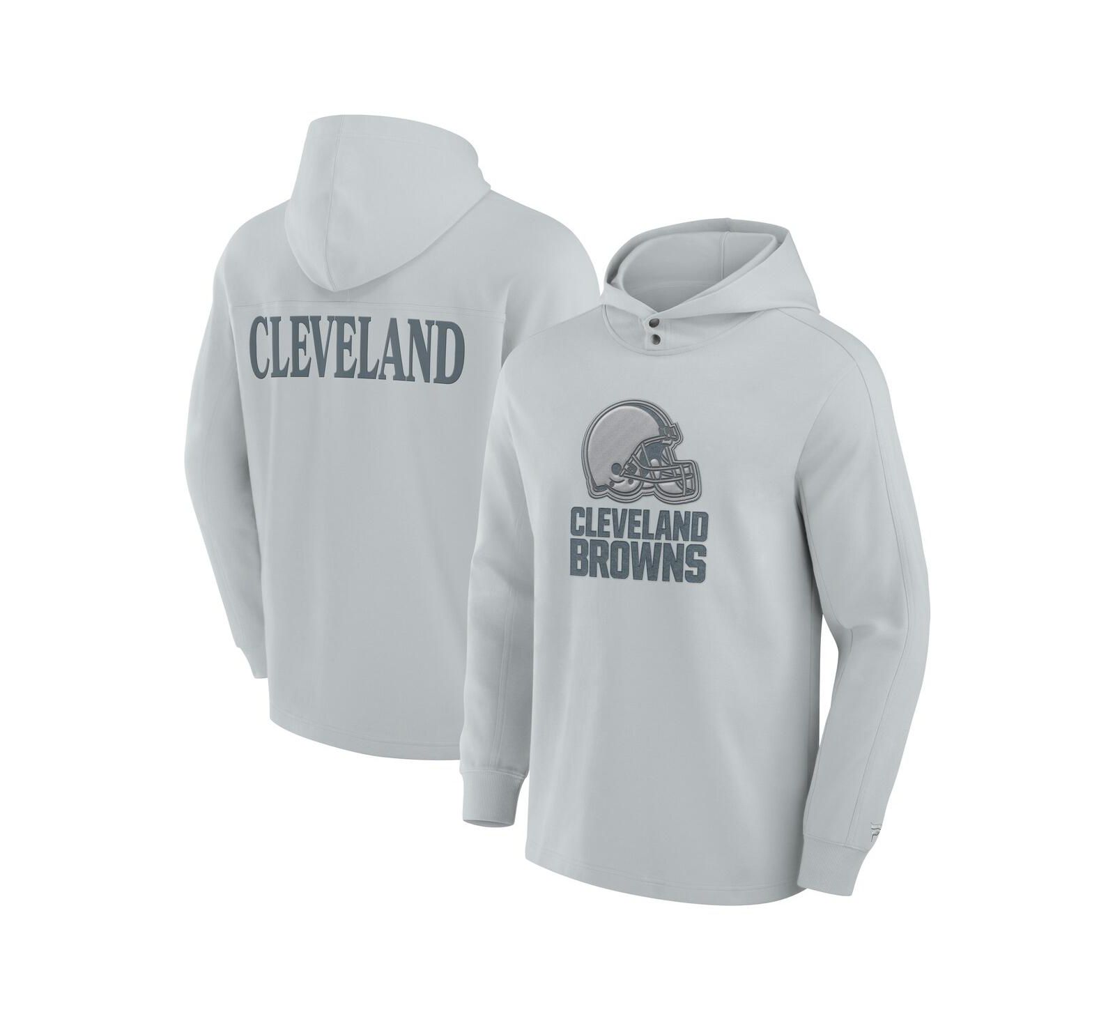 Fanatics Men's Gray Cleveland Browns Elements Blaze Tri-Blend Long Sleeve Hoodie T-Shirt