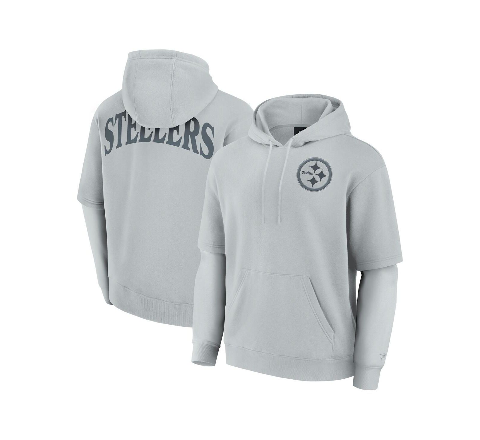 Fanatics Men's and Women's Gray Pittsburgh Steelers Sleek Elements Pullover Hoodie