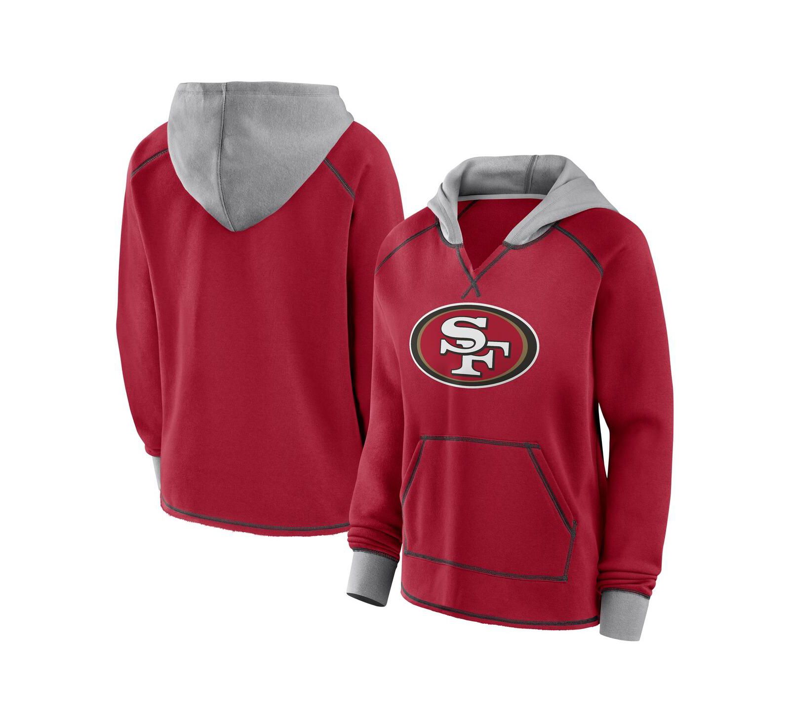 Logo Athletic худи Women's Scarlet San Francisco 49ers Boom Fleece с V-образным вырезом