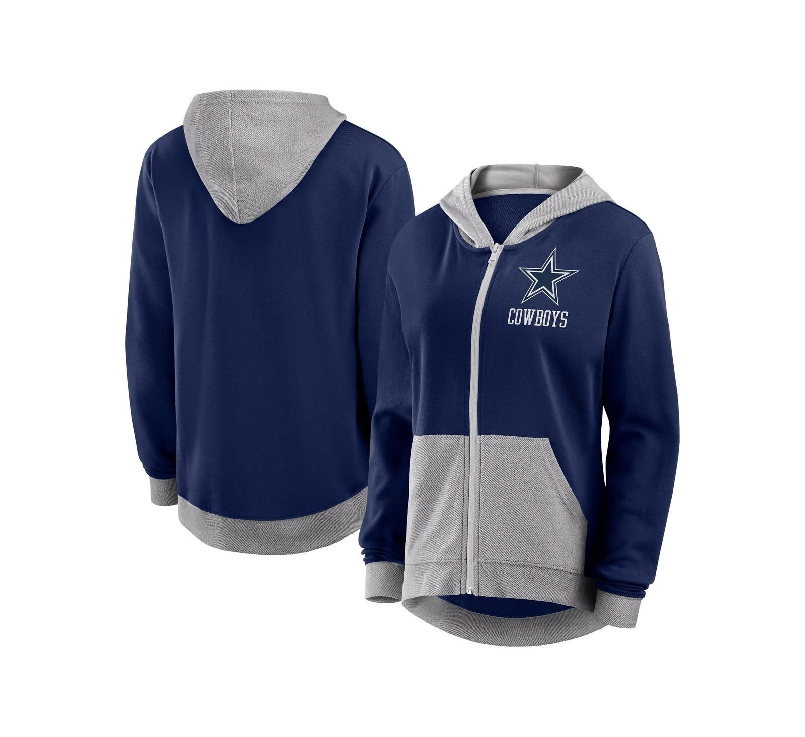 Худи Logo Athletic Women's Navy Dallas Cowboys Hit It French Terry Full-Zip