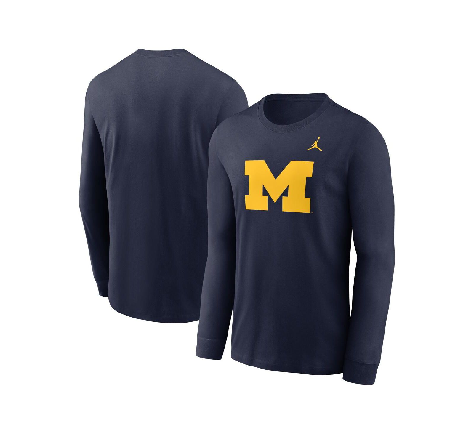 Jordan Men's Navy Michigan Wolverines Primary Logo Long Sleeve T-Shirt