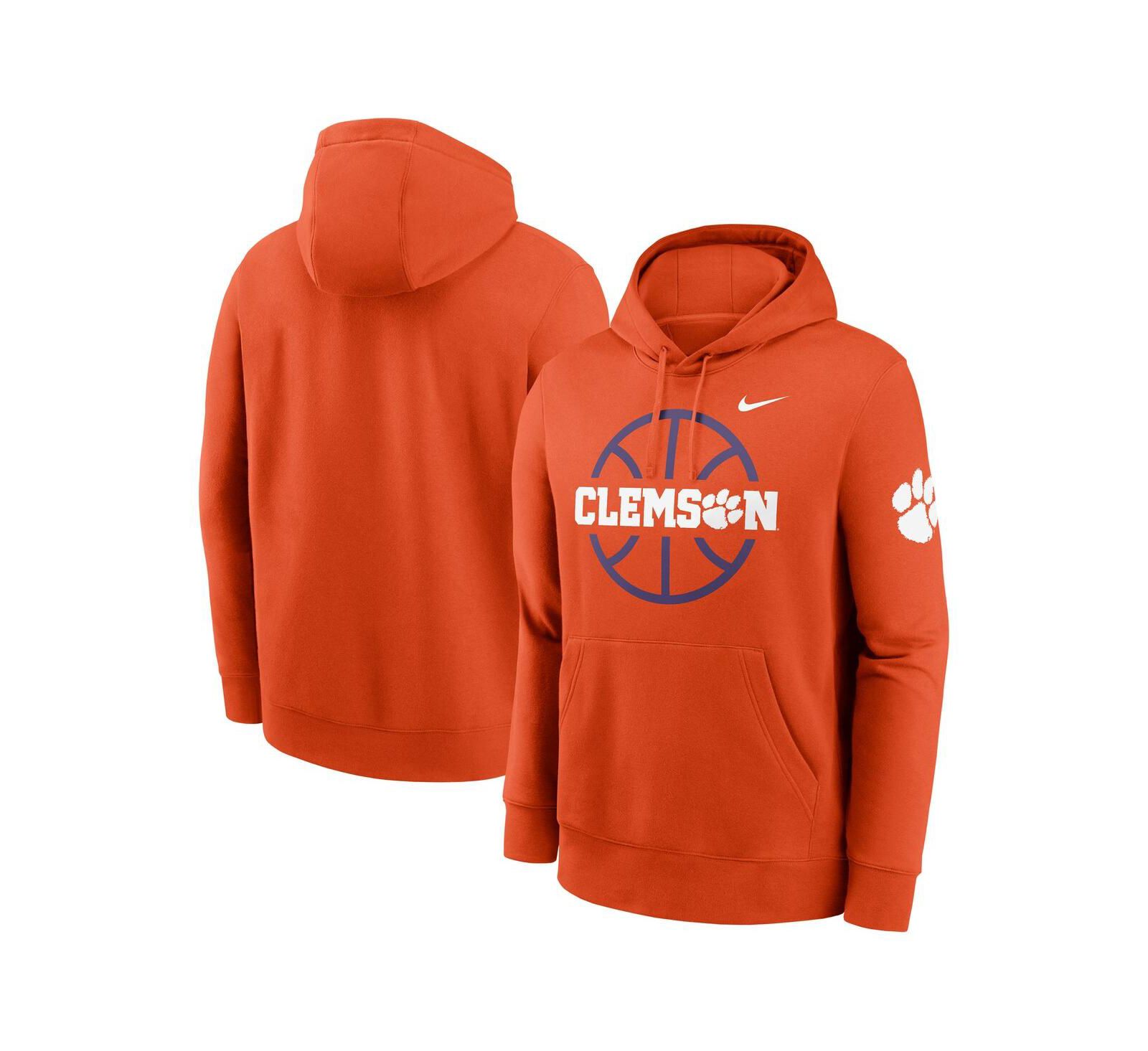 Мужское худи Nike Clemson Tigers Basketball Icon Club Fleece, оранжевое