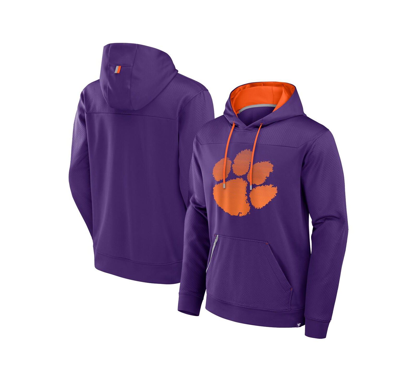 Мужское худи Fanatics Purple Clemson Tigers Defender Dot Faded Primary Pullover
