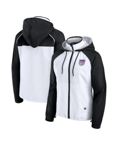 Fanatics Women's White/Black Sacramento Kings Anorak Raglan Full-Zip Hoodie Jacket