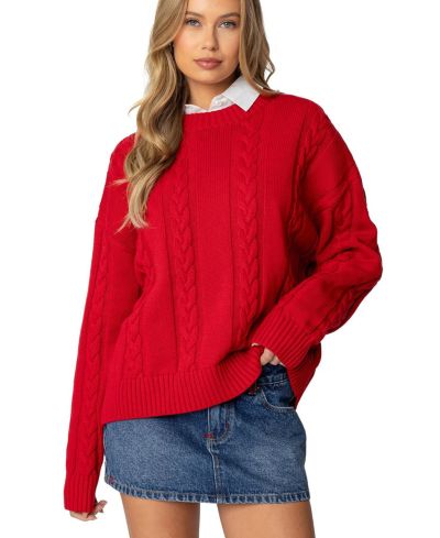 Edikted Женский оверсайз свитер Acacia Cable Knit