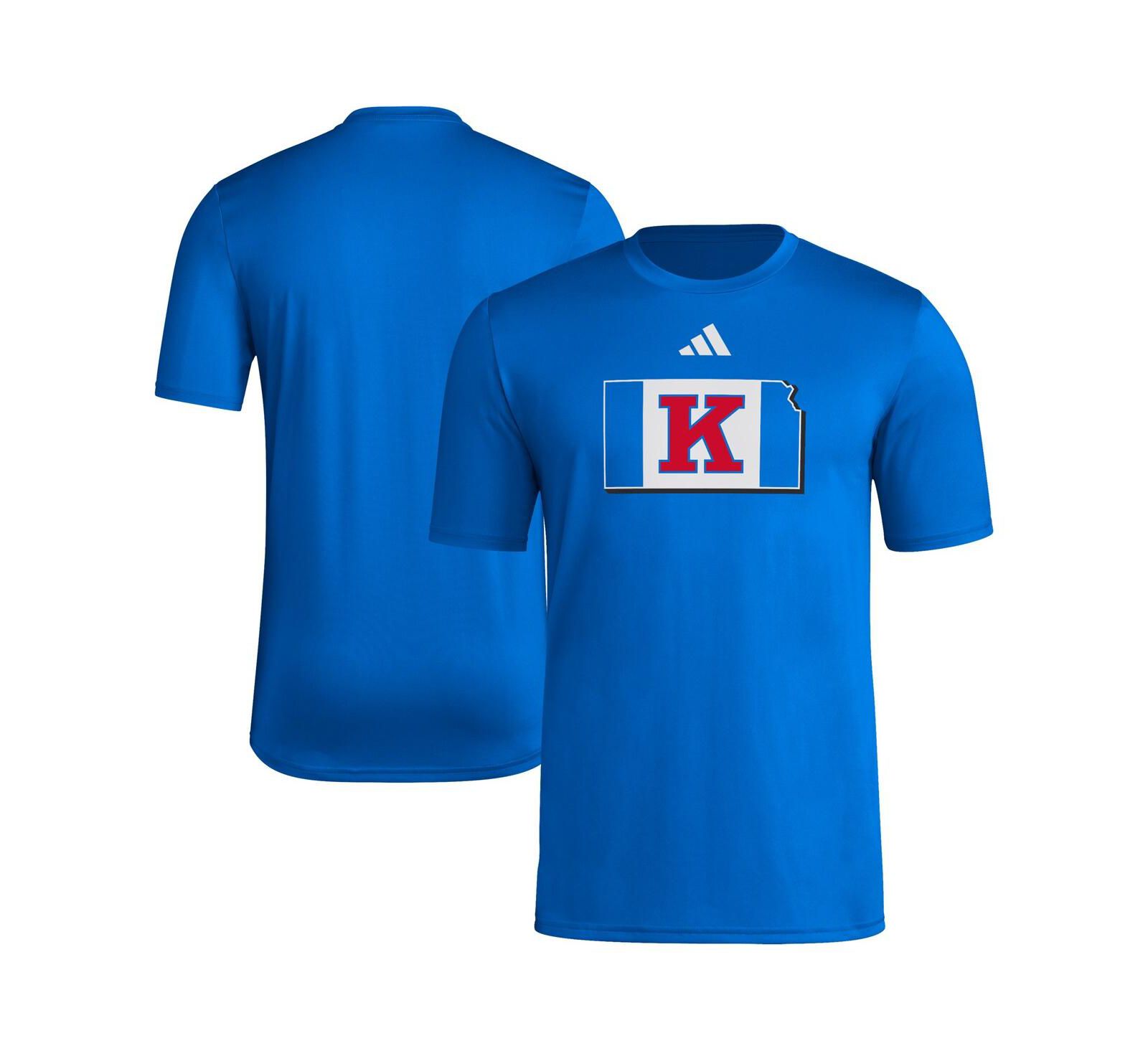 Adidas Men's Royal Kansas Jayhawks Basketball State Outline Pre-Game T-Shirt