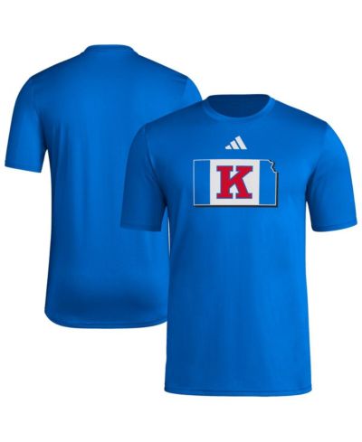 Adidas Мужская футболка Kansas Jayhawks Basketball State Outline Pre-Game, синий королевский