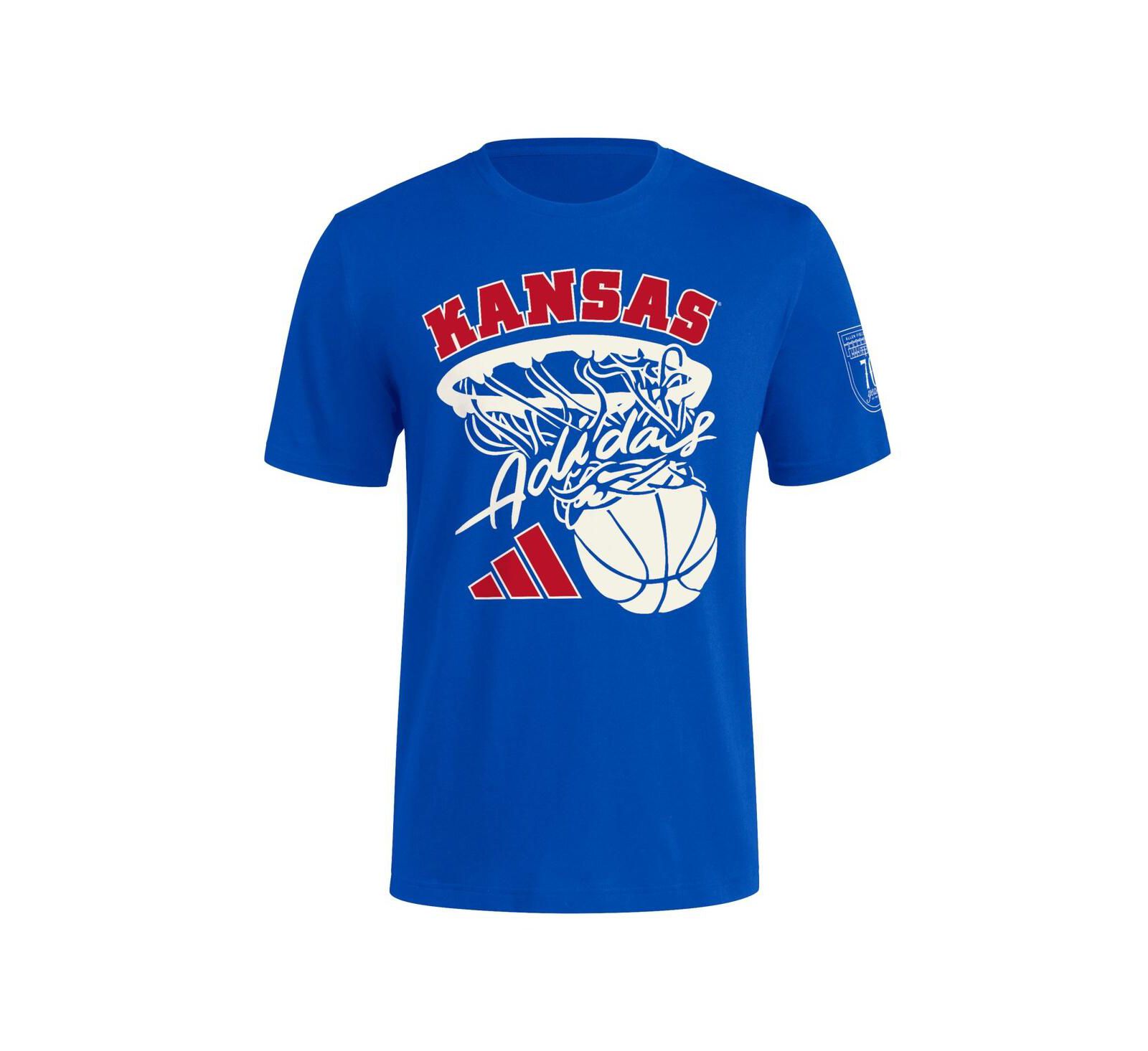 adidas Мужской Royal Kansas Jayhawks 70th Anniversary Basketball T-Shirt