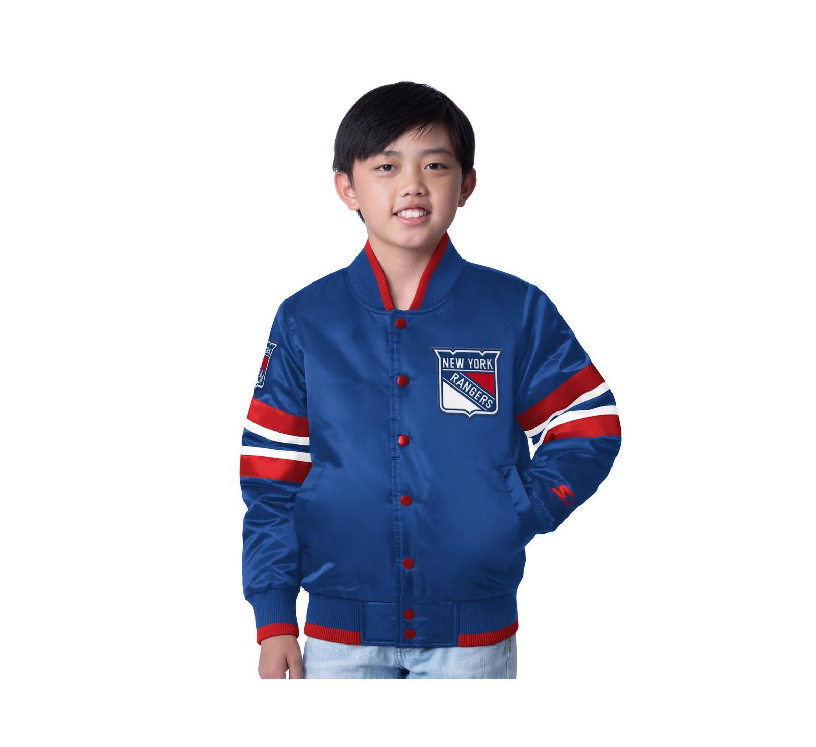 Куртка Starter Big Boys and Girls Blue/Red New York Rangers Scout 1 Full-Snap Varsity