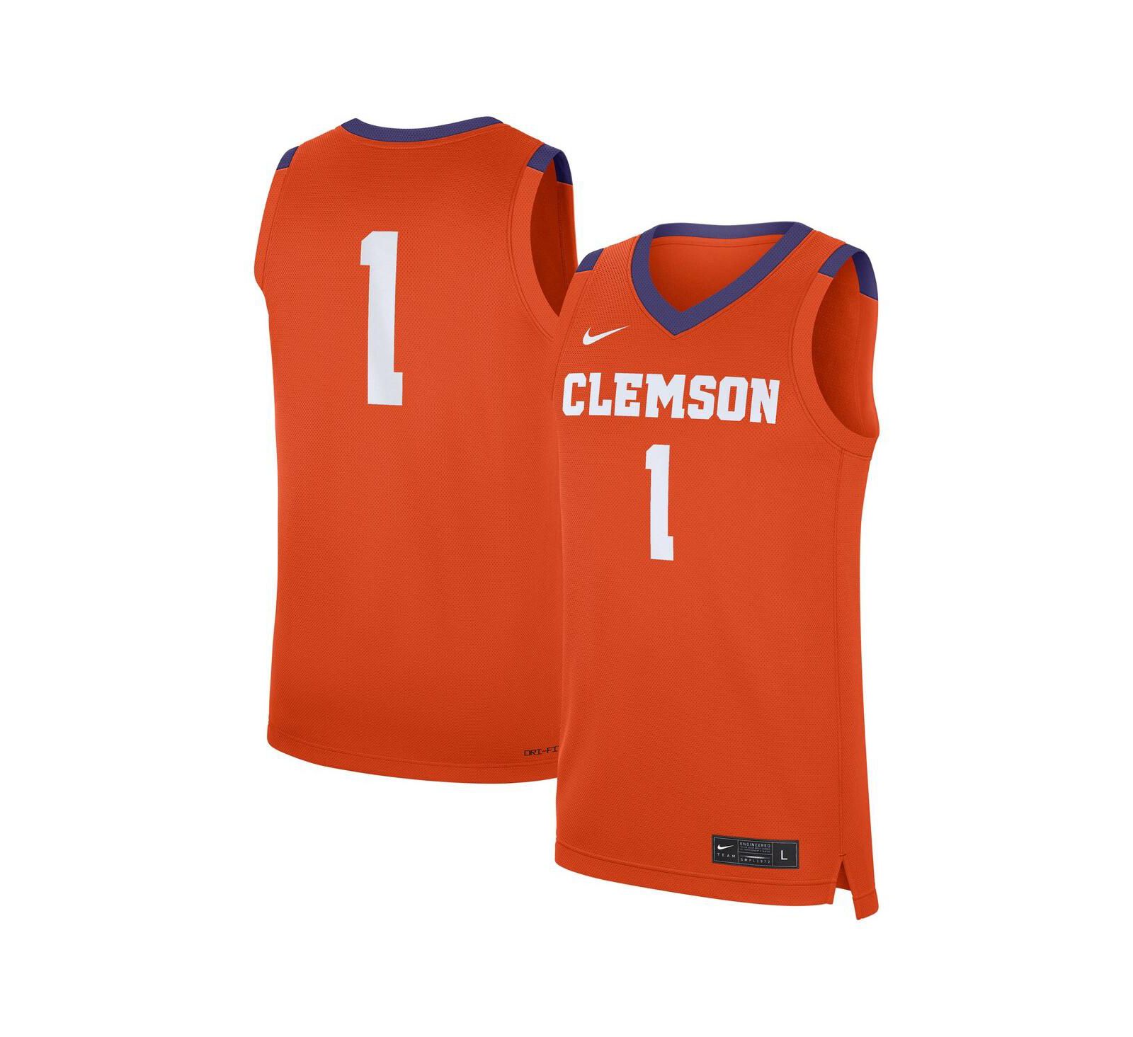 Nike Men's 1 Orange Clemson Tigers Road Replica Jersey