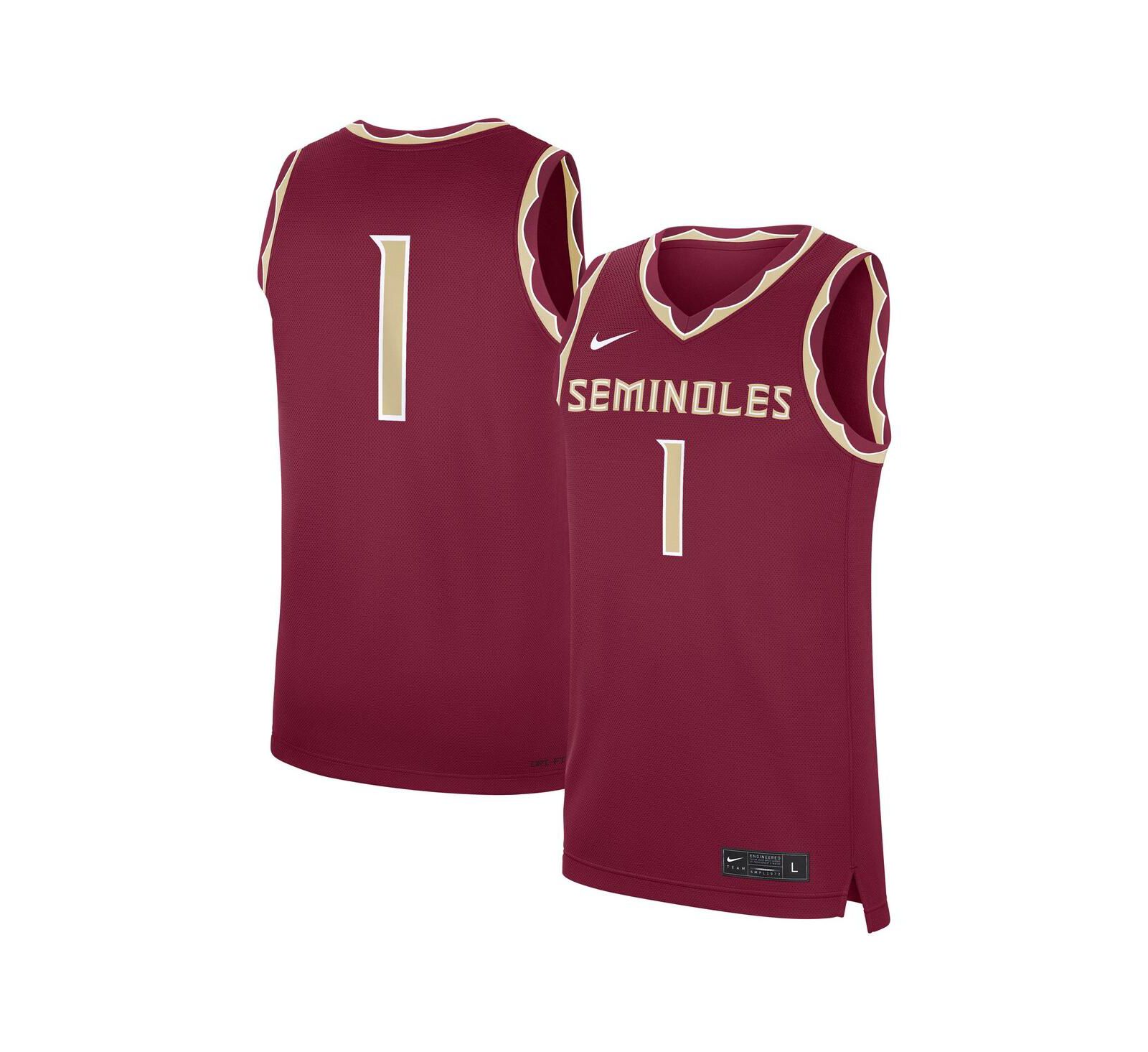 Мужская реплика джерси Nike 1 Garnet Florida State Seminoles Road