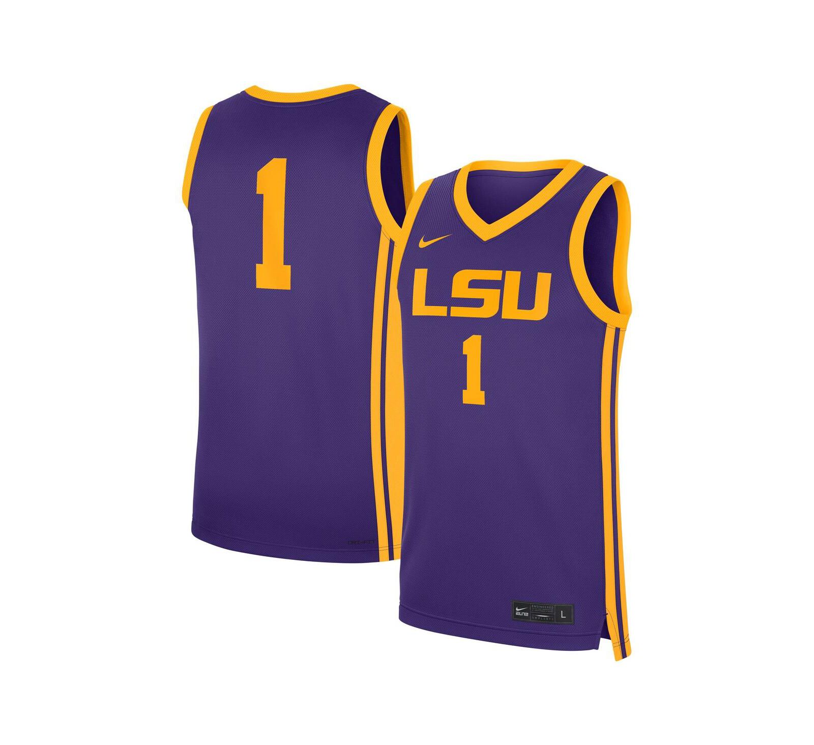 Мужская джерси Nike 1 Purple LSU Tigers Road Replica