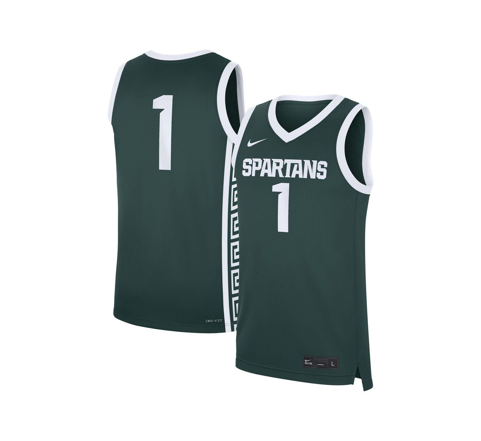 Nike Men's 1 Green Michigan State Spartans Road Replica Jersey