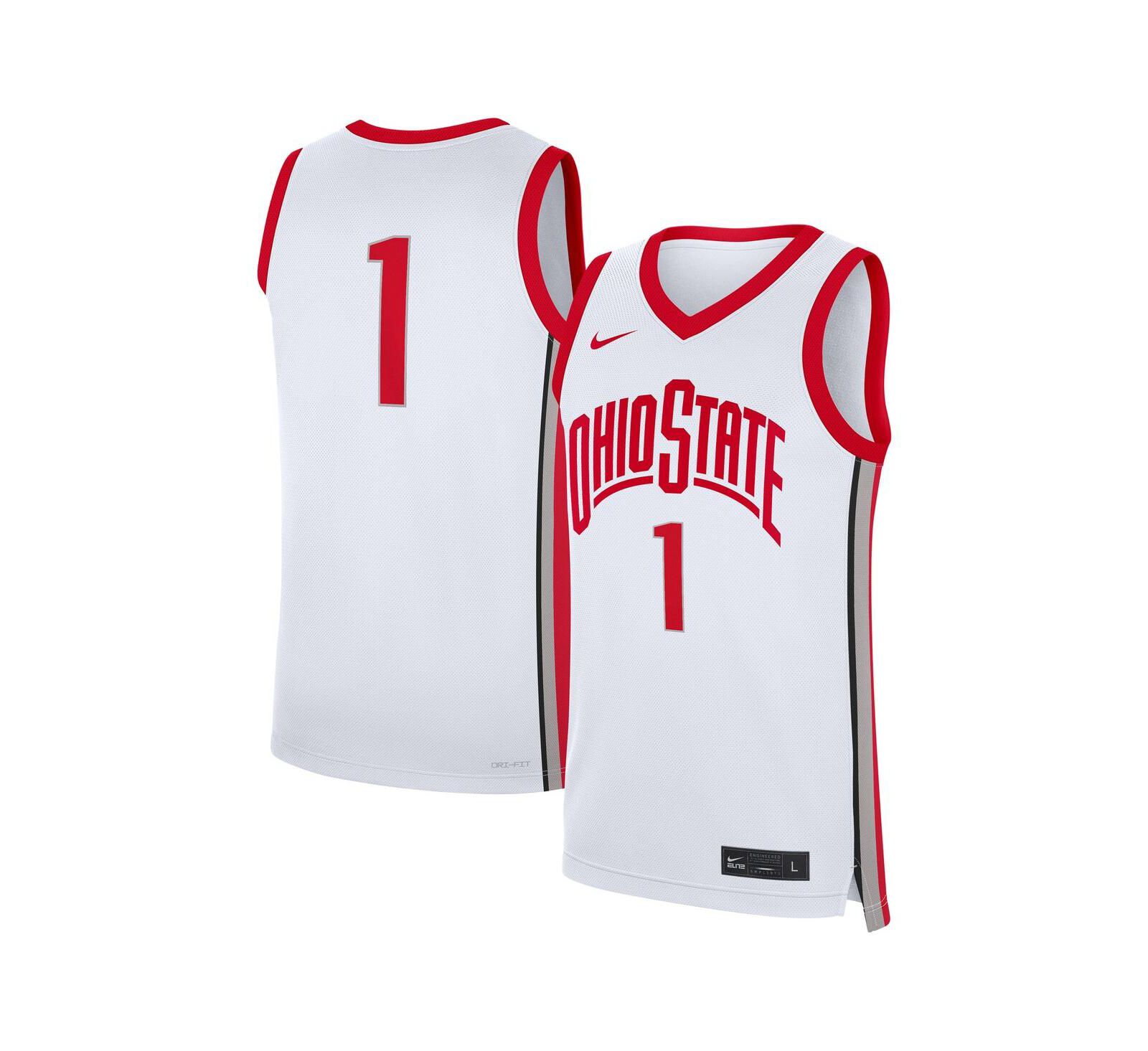 Nike Men's 1 White Ohio State Buckeyes Home Replica Jersey
