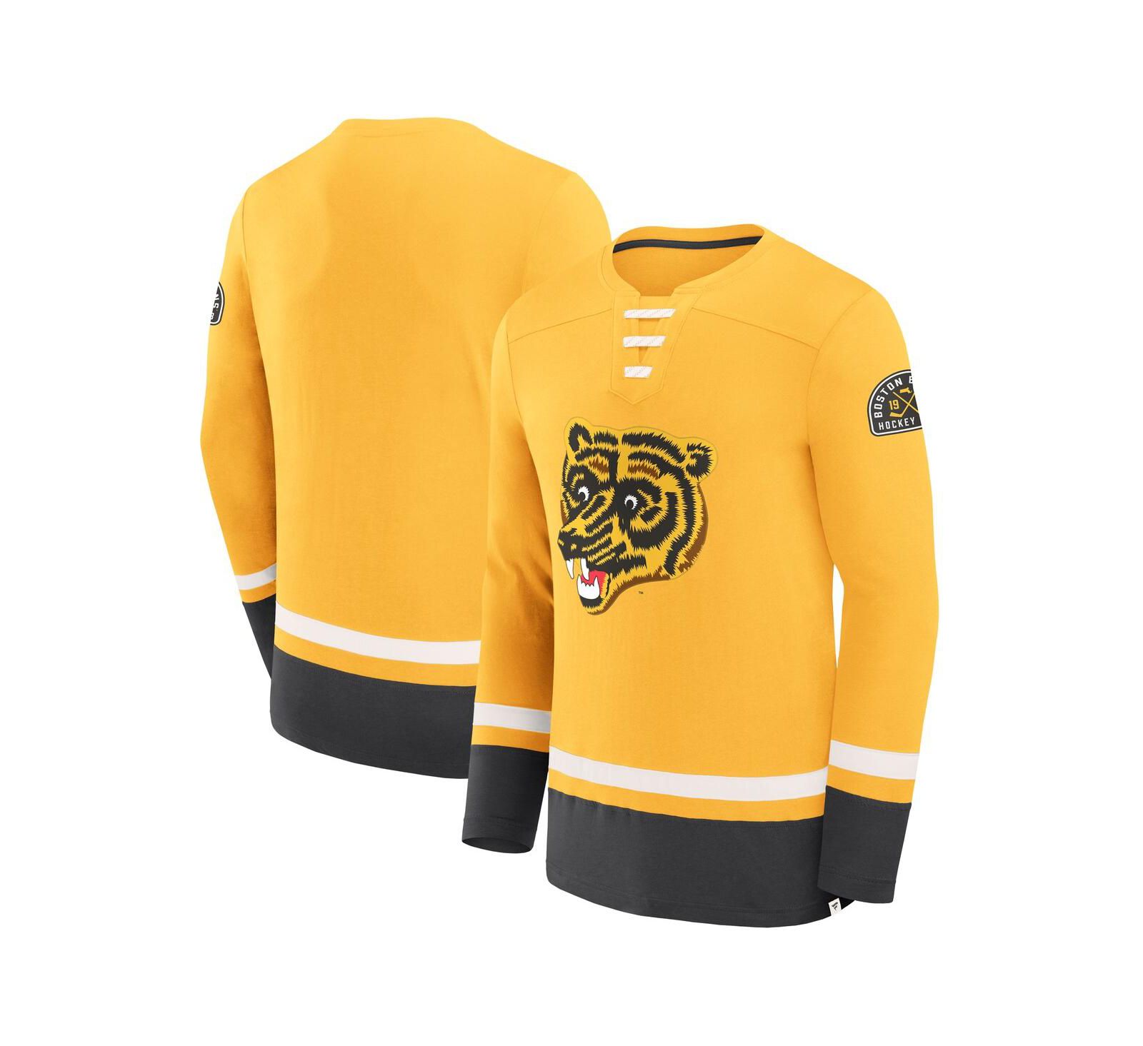 Мужская футболка Fanatics Boston Bruins Vintage High Point с длинным рукавом, золотая