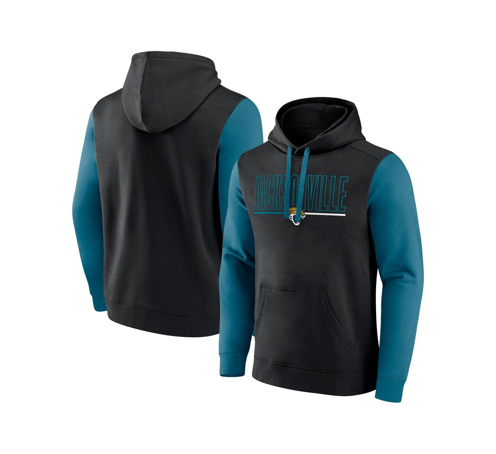 Fanatics Мужской черный/бирюзовый худи Jacksonville Jaguars Outline Pullover