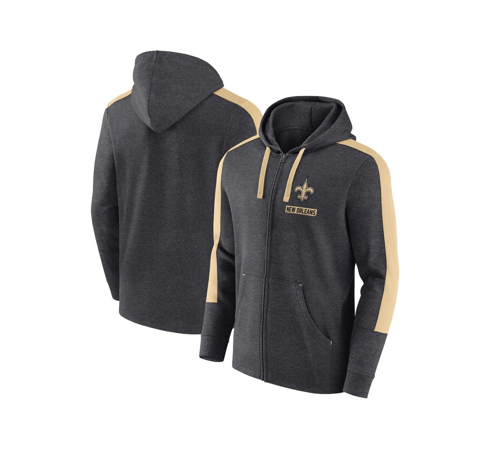 Худи Fanatics Men's Heather Charcoal New Orleans Saints Gains Full-Zip