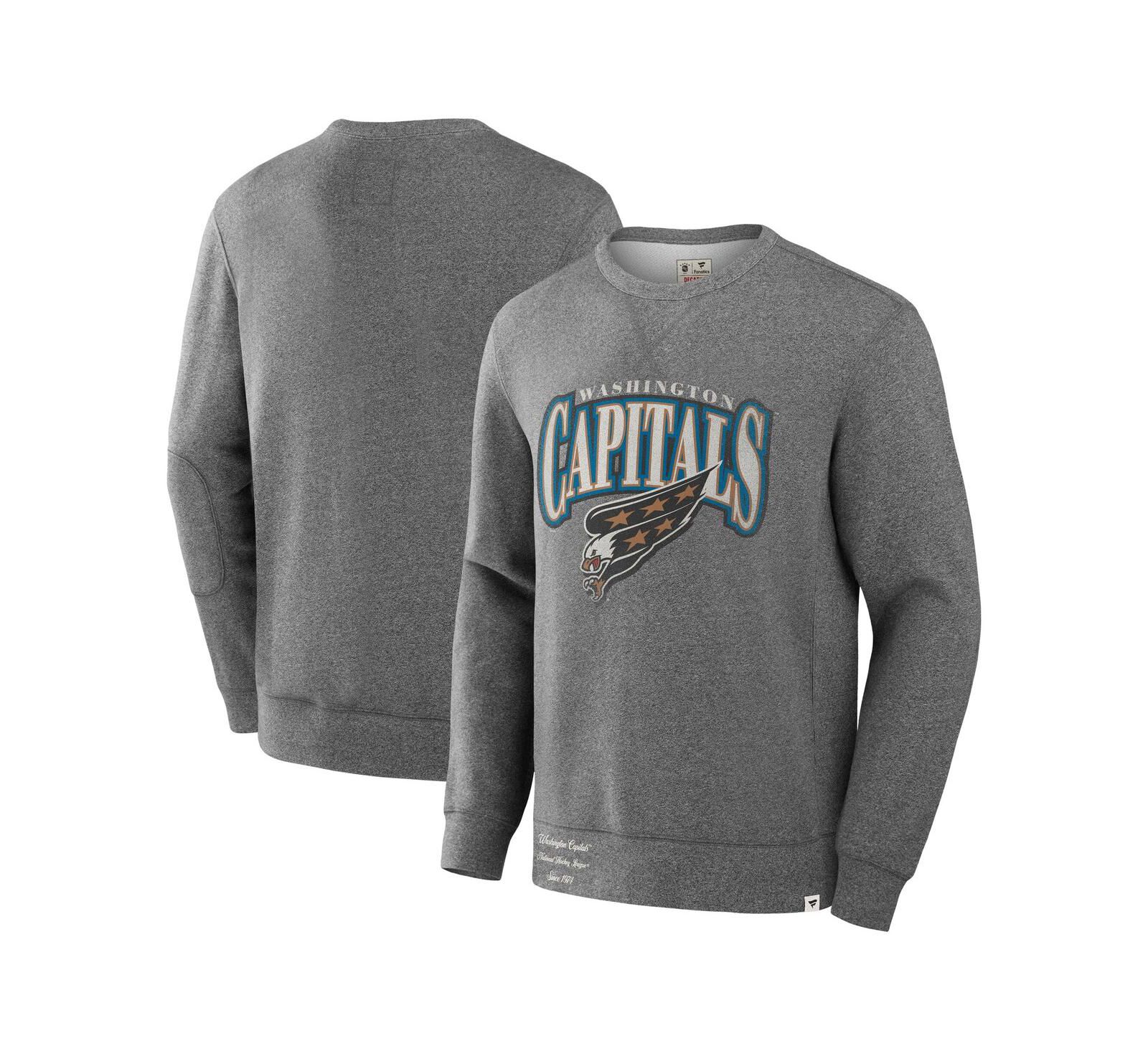 Fanatics Men's Heather Gray Washington Capitals Decades Collection Legendary Fleece Pullover Sweatshirt
