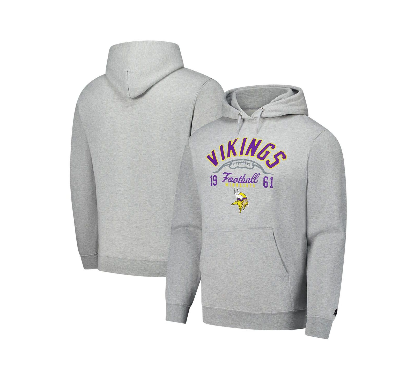 Starter Men's Heather Gray Minnesota Vikings Pullover Hoodie