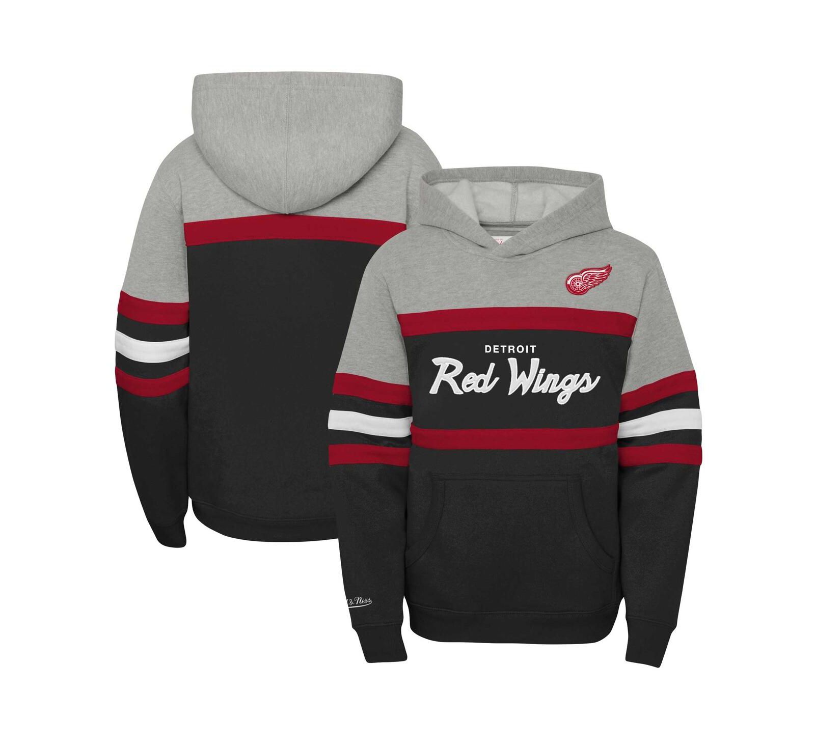 Детское худи Mitchell & Ness Detroit Red Wings Head Coach, черное/серое