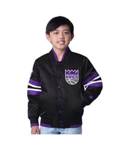 Детская куртка Starter Big Boys and Girls Black Sacramento Kings Scout Varsity Full-Snap Jacket