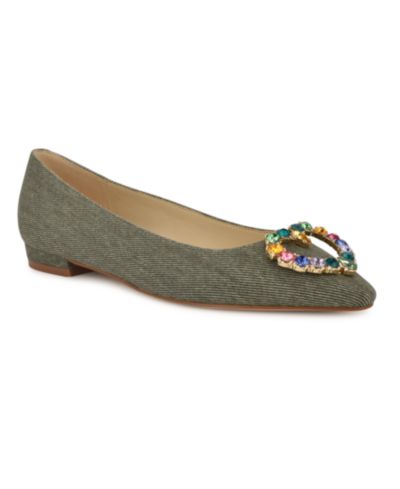 Nine West Женские туфли Flats с блестящими стразами и острым носком