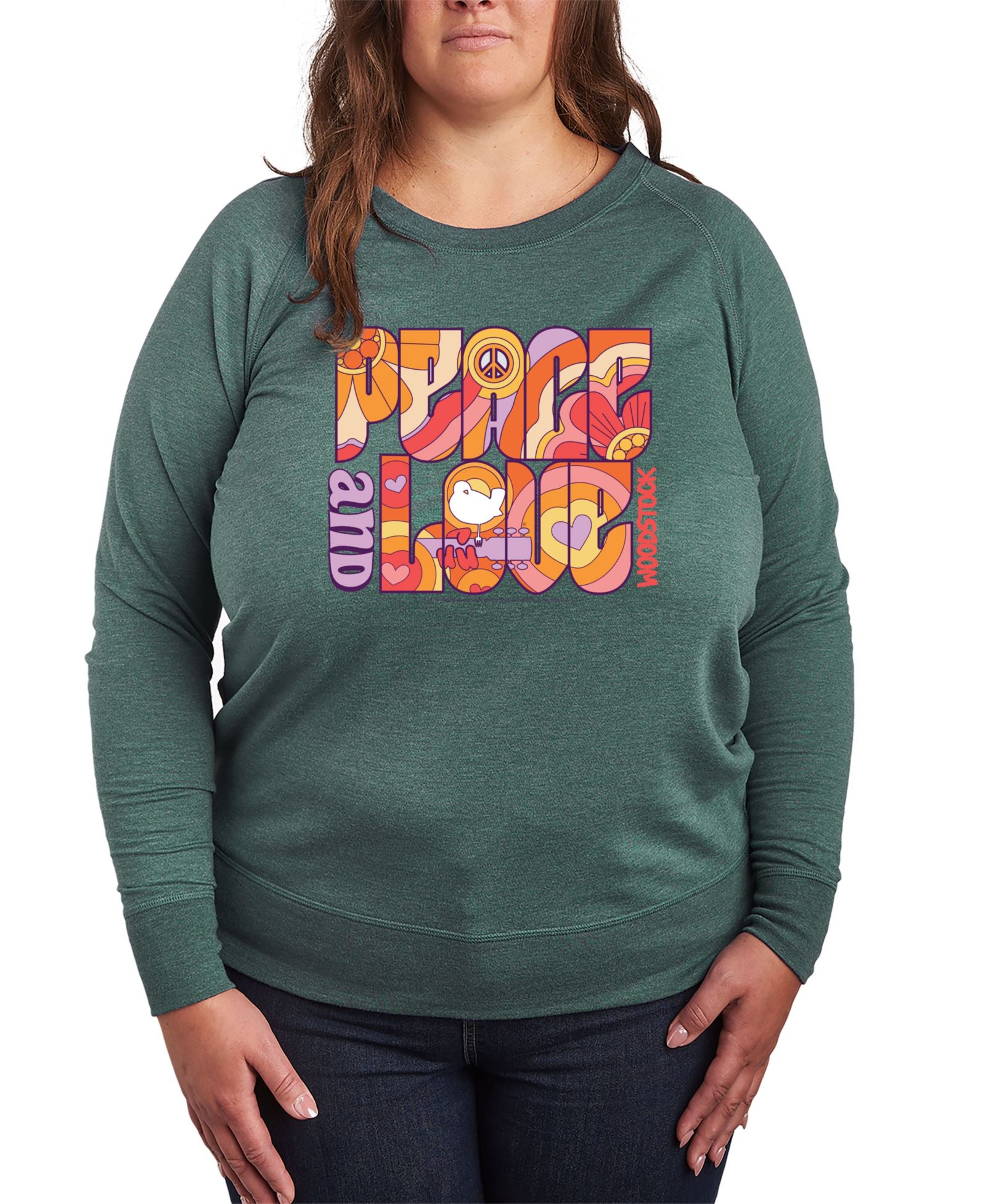 Женский пуловер Hybrid Apparel Plus Size Woodstock Peace and Love с графическим принтом