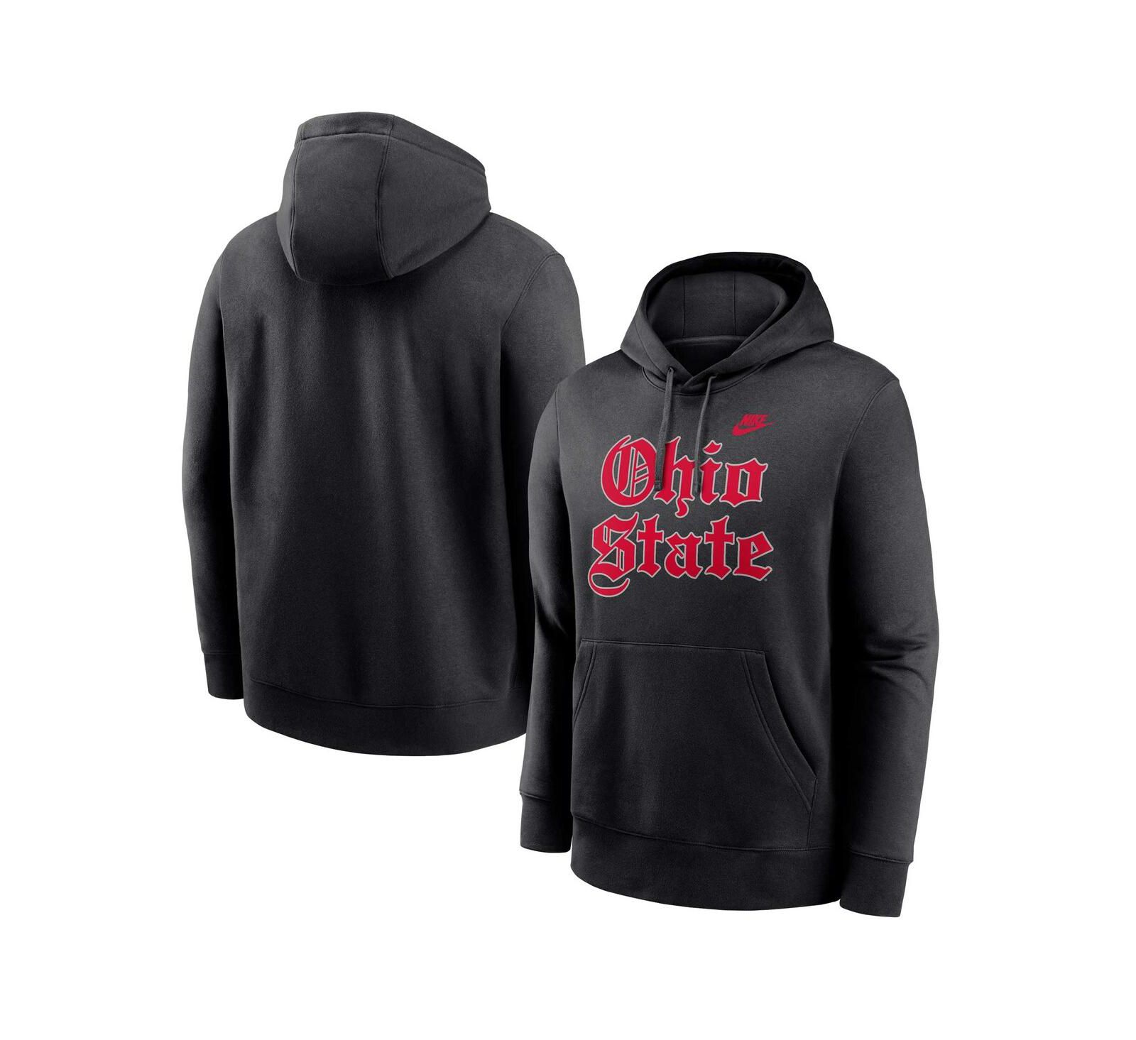 Nike Мужское черное худи с капюшоном Old English Fleece Pullover Ohio State Buckeyes