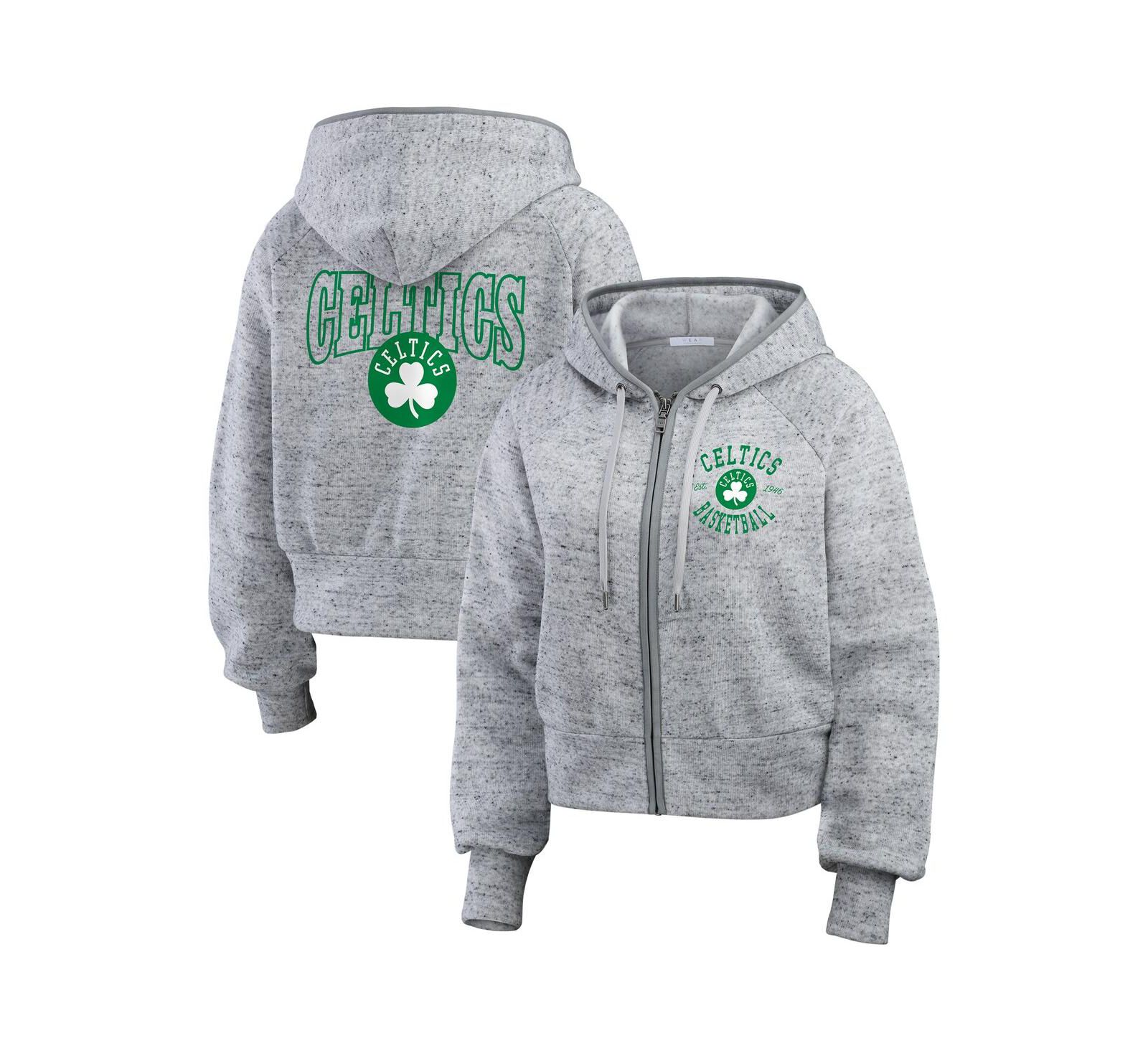 Женский худи WEAR by Erin Andrews Heather Gray Boston Celtics Speckled Radiator Full-Zip