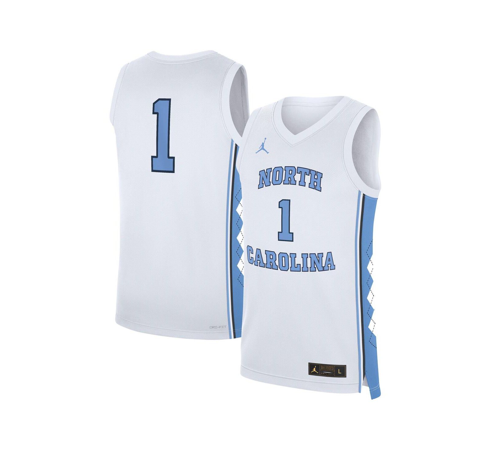 Мужская джерси Jordan White North Carolina Tar Heels Home Replica Basketball