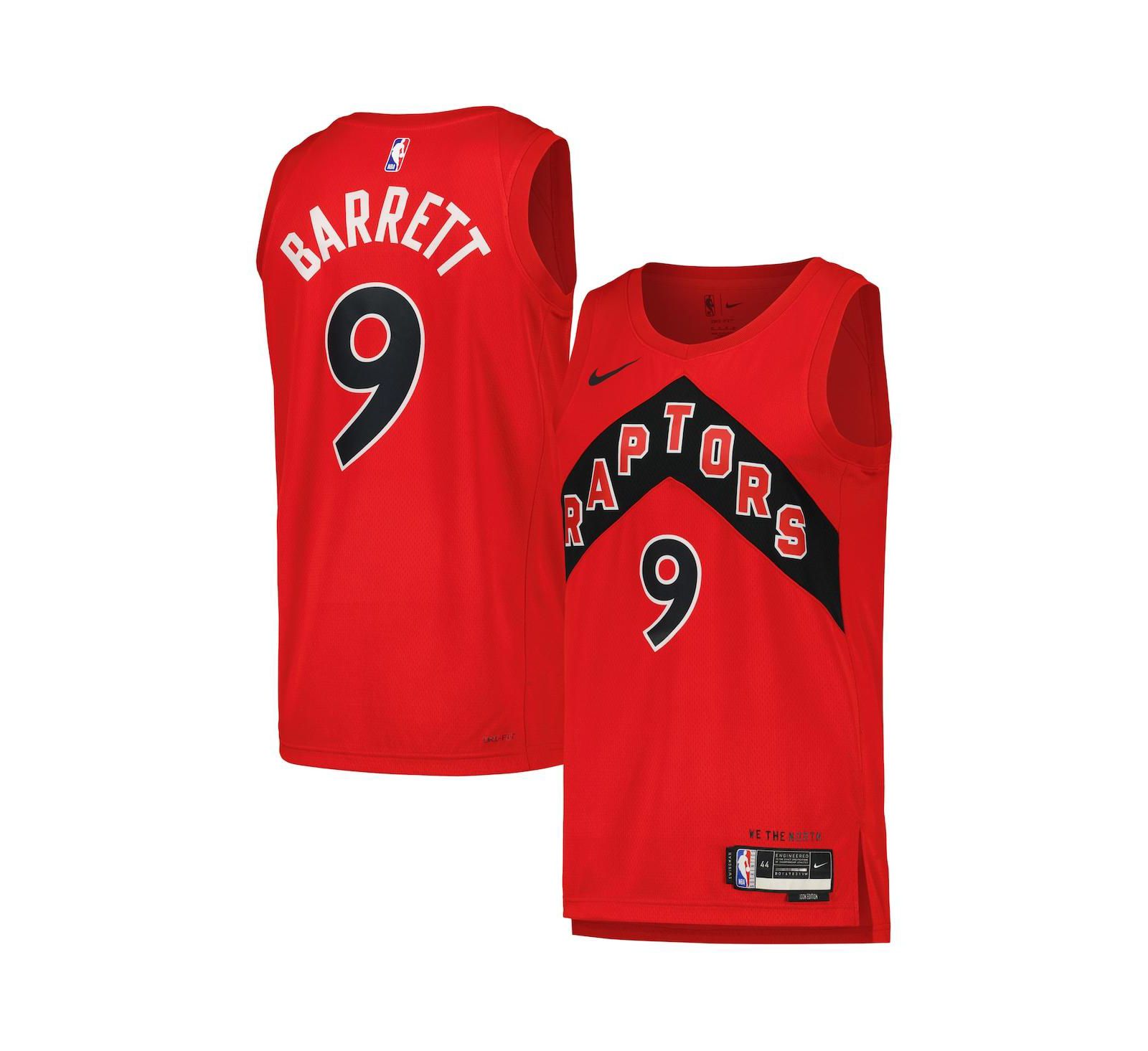 Nike Men's and Women's RJ Barrett Red Toronto Raptors Swingman Player Jersey - Icon Edition